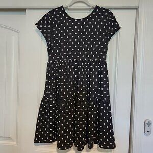Bershka Women's black polka dot midi dress.  Size LARGE.  Item 0822241D